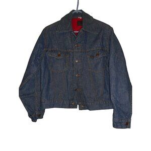 Vtg Size 36R Roebucks red quilted lining Blue Denim Jacket Trucker 1950s/60s